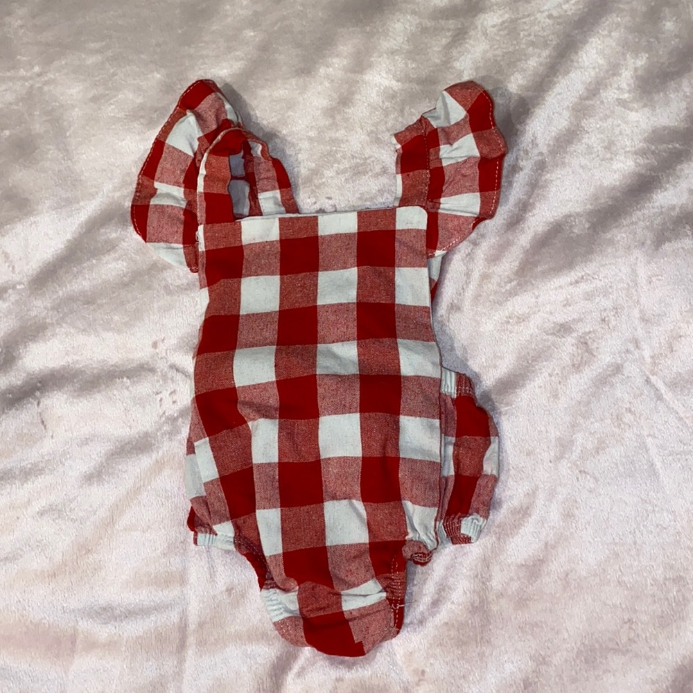 Red Buffalo Plaid Baby Romper